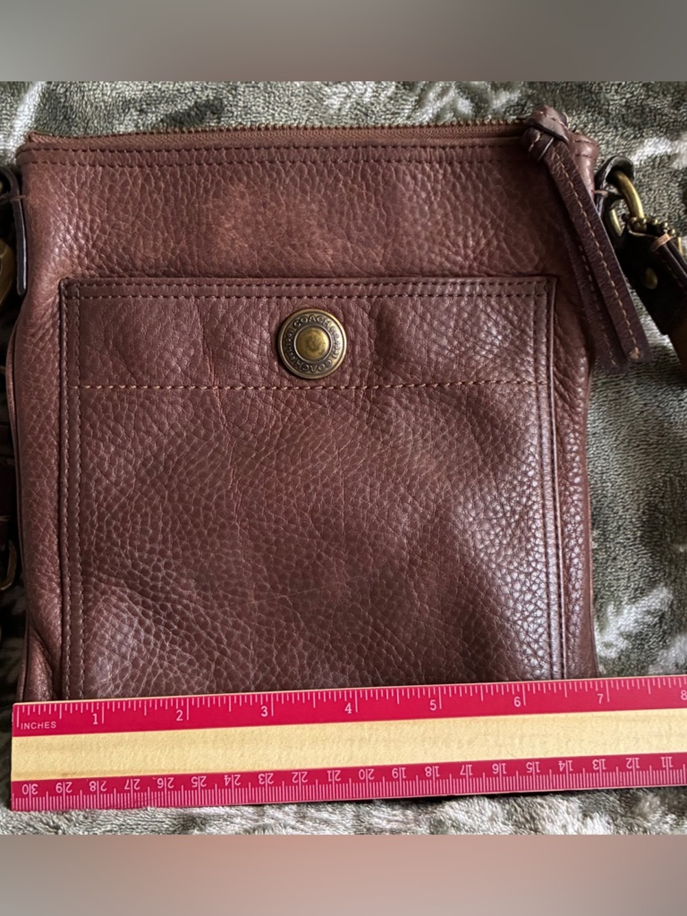 Coach Brown Pebbled Leather Crossbody Bag,Vintage Coach Crossbody Bag. - Picture 3 of 13